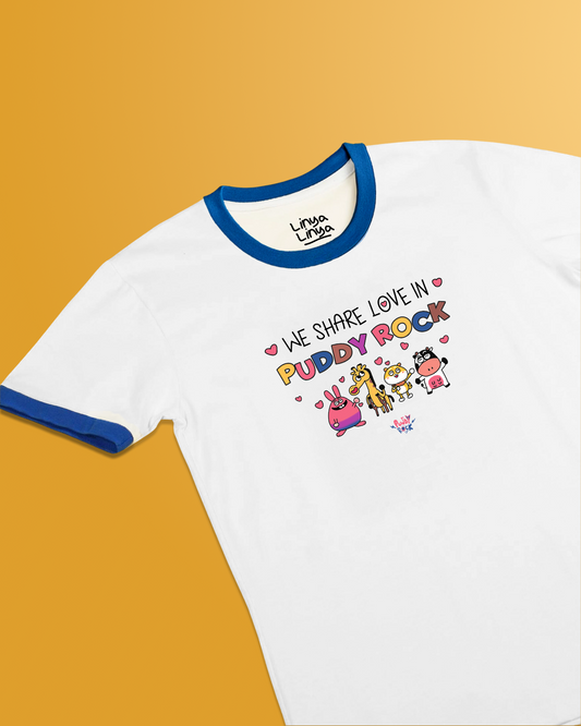 Linya-Linya x Puddy Rock: We Share Love In Puddy Rock (Ringer Tee, White)
