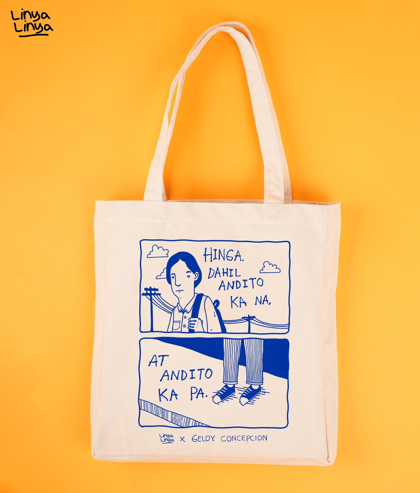 Linya-Linya x Geloy Concepcion: Hinga. Dahil Andito Ka Na Tote Bag (Cream)