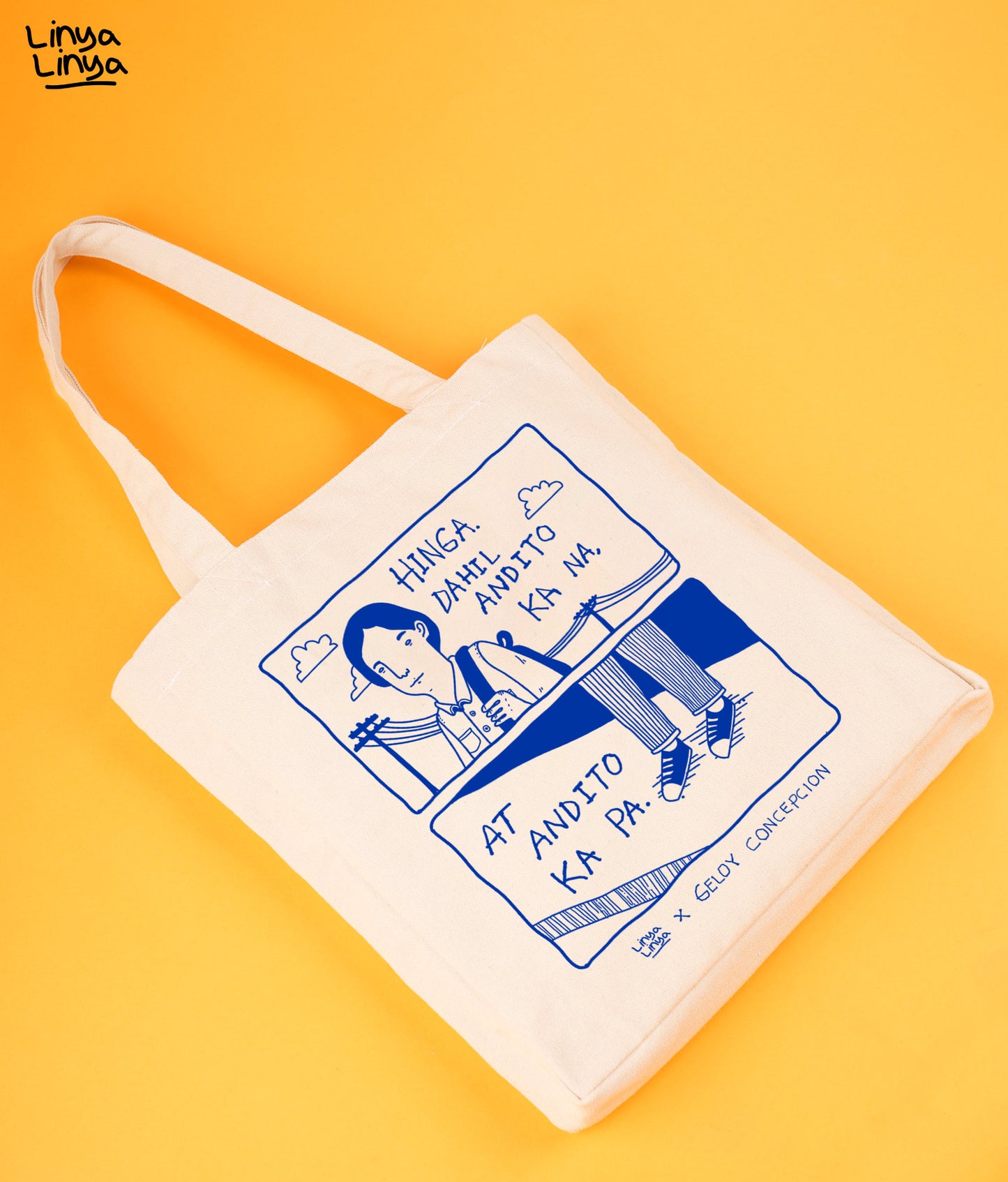 Linya-Linya x Geloy Concepcion: Hinga. Dahil Andito Ka Na Tote Bag (Cream)