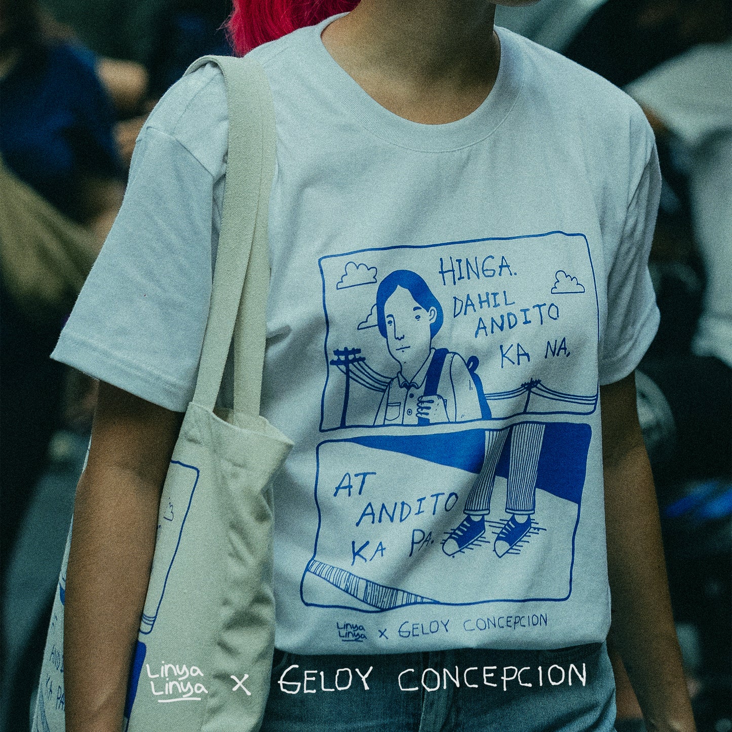 Linya-Linya x Geloy Concepcion: Hinga. Dahil Andito Ka Na Tote Bag (Cream)