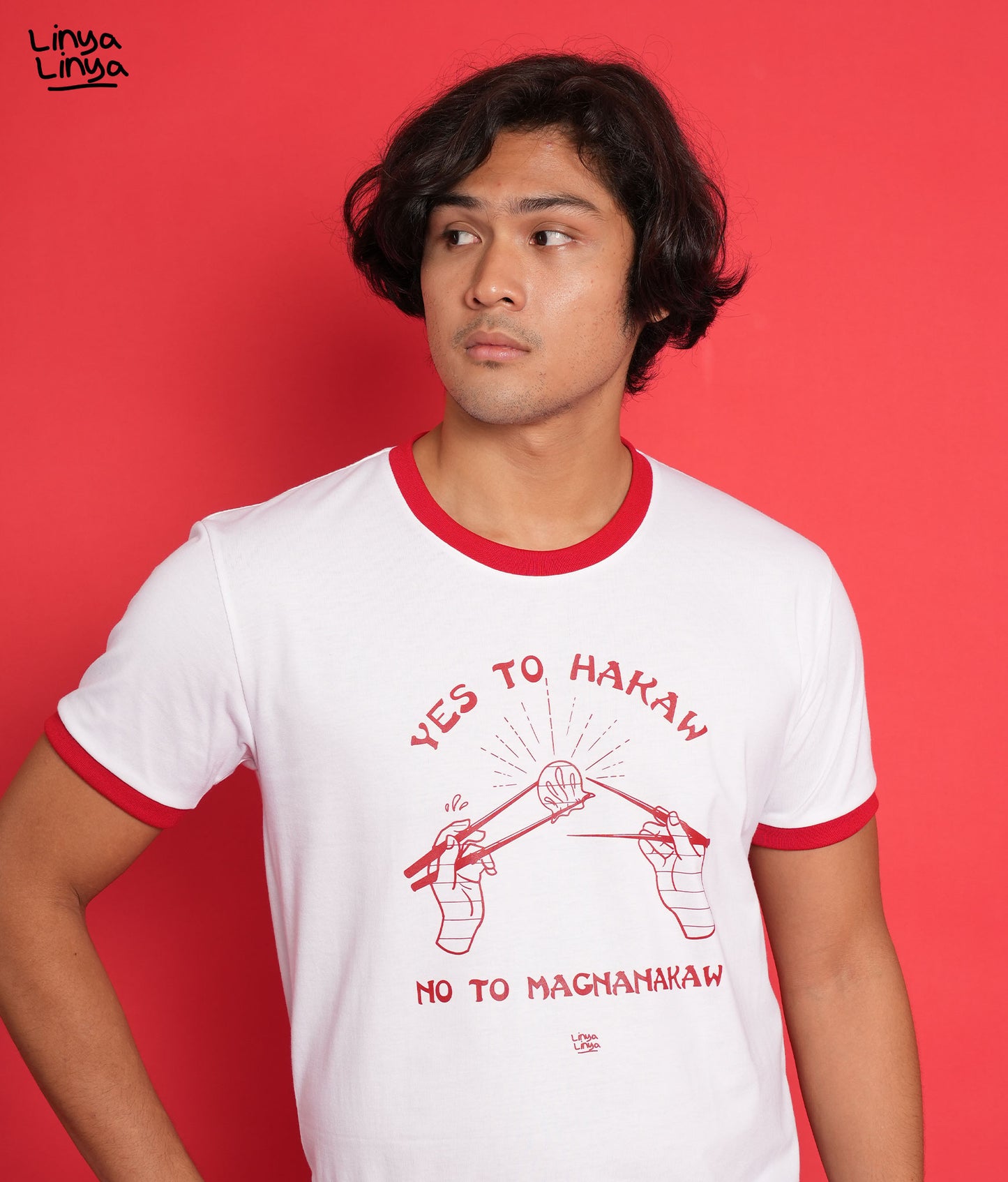 Ringer Tee: Yes To Hakaw, No To Magnanakaw (White)