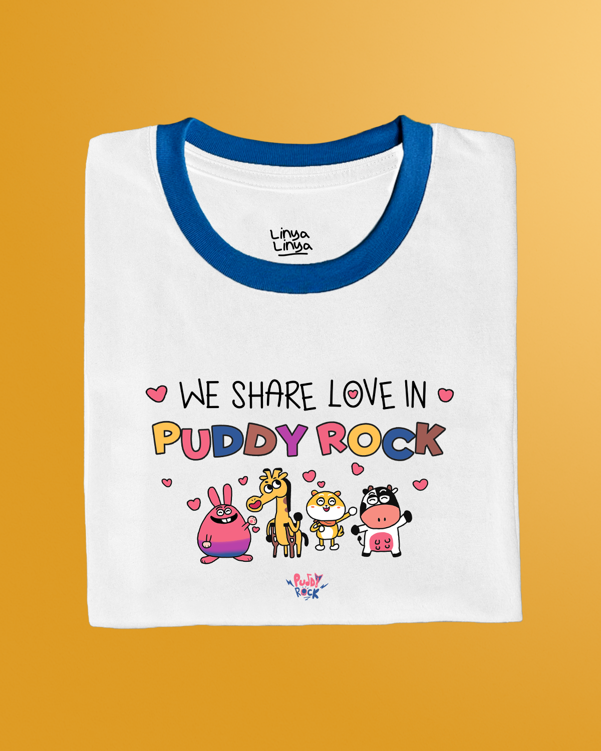 Linya-Linya x Puddy Rock: We Share Love In Puddy Rock (Ringer Tee, White)