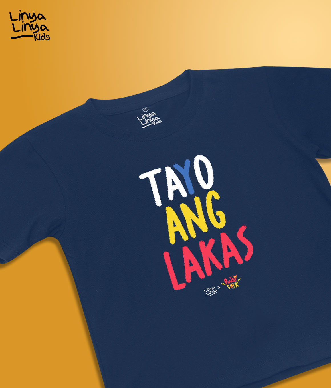 Kids T-Shirt: Linya-Linya x Puddy Rock: TA(Y)O ANG LAKAS (Dark Blue)