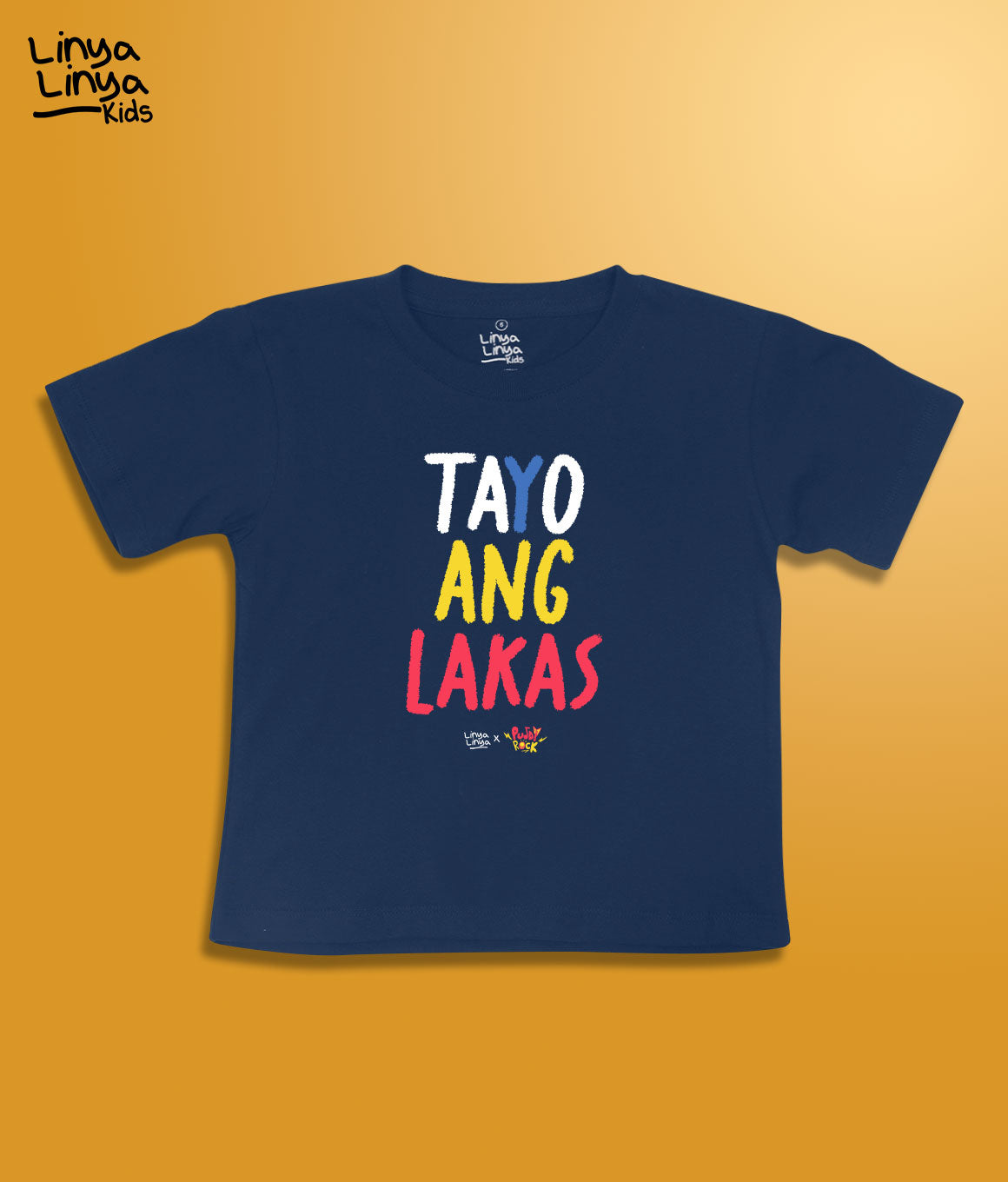 Kids T-Shirt: Linya-Linya x Puddy Rock: TA(Y)O ANG LAKAS (Dark Blue)
