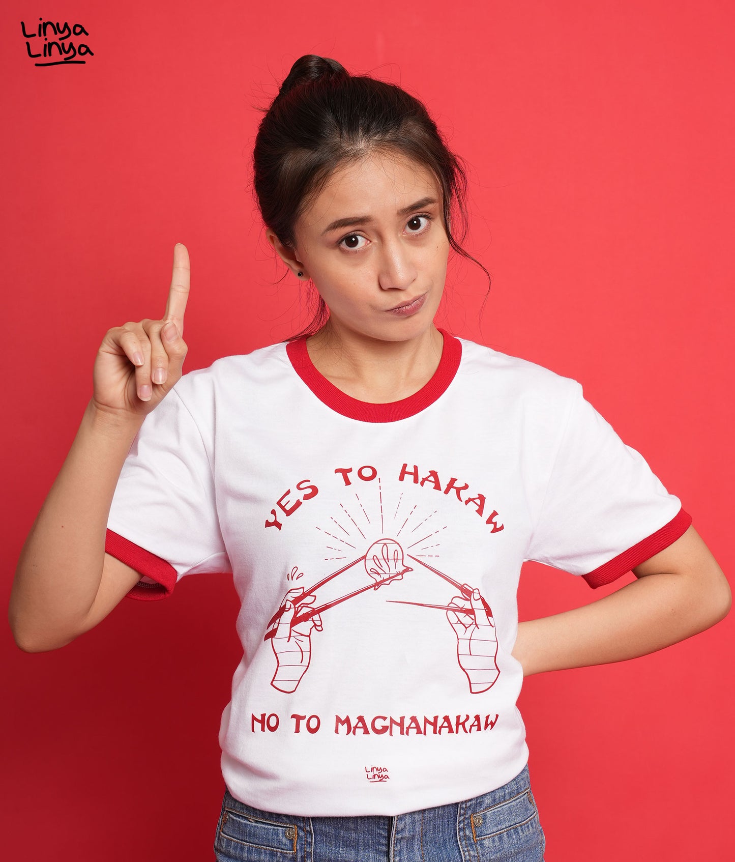 Ringer Tee: Yes To Hakaw, No To Magnanakaw (White)