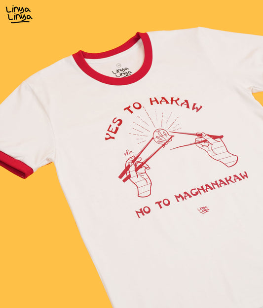 Ringer Tee: Yes To Hakaw, No To Magnanakaw (White)